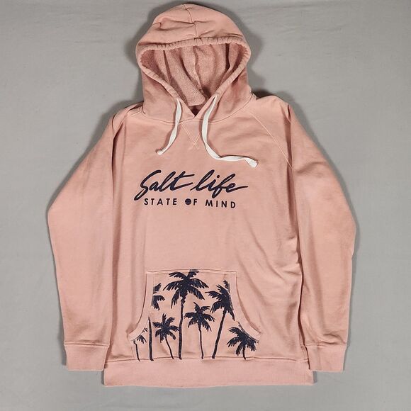Salt Life Tops - Salt Life Hoodie Adult Medium Peach State Of Mind Palm Tree Sweatshirt Unisex